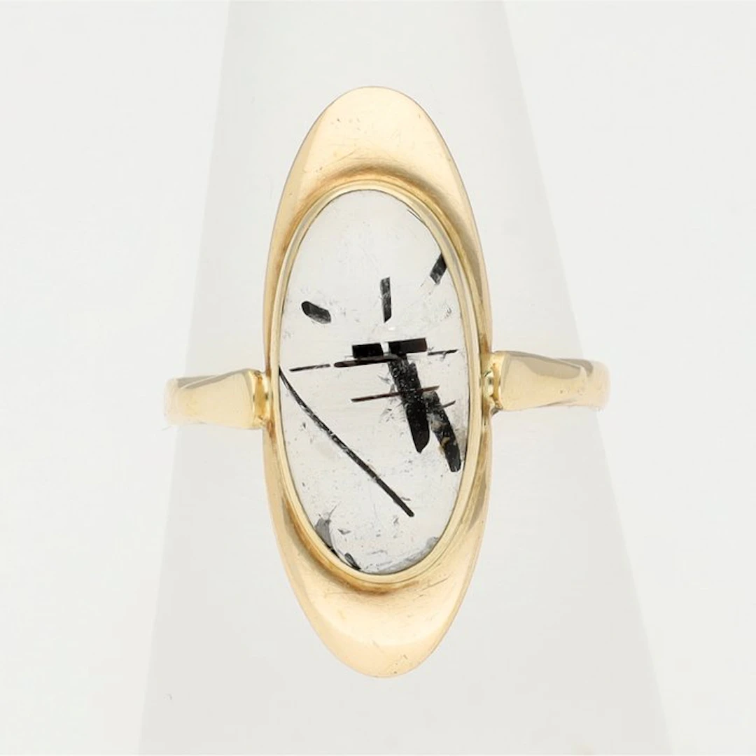 Ring - 14 kt. Yellow gold - Tourmaline quartz