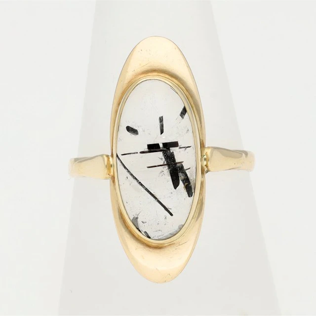 Ring - 14 kt. Yellow gold - Tourmaline quartz