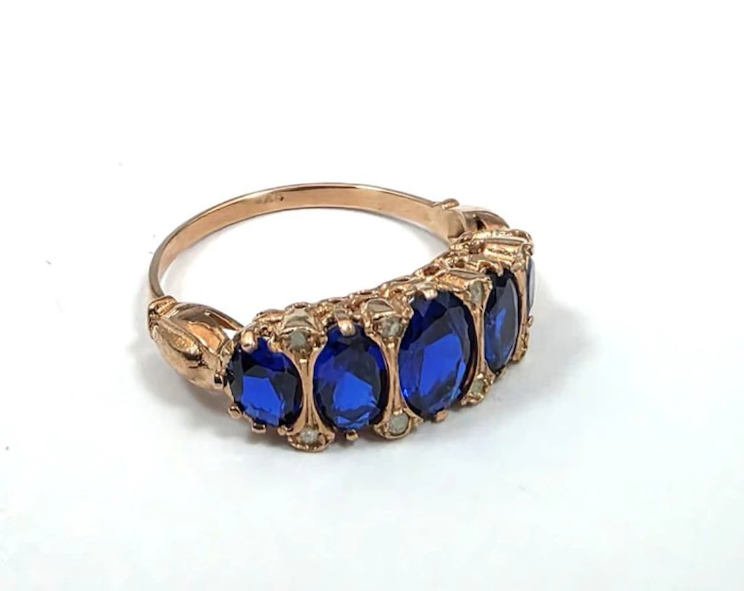No reserve price - Ring - 9 kt. Rose gold, Silver Spinel - Diamond