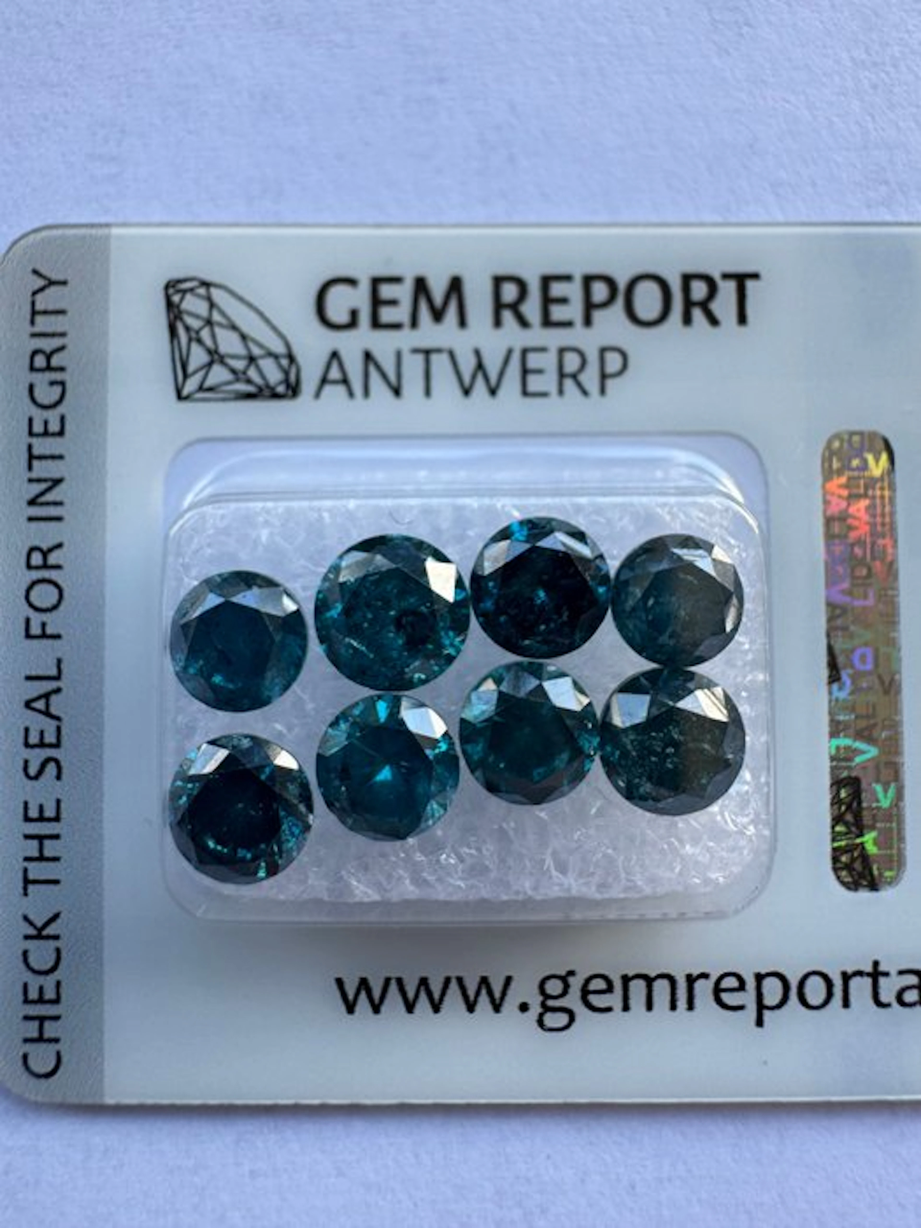 8 pcs Diamond (Colour-treated) - 6.23 ct - Round - Fancy deep Blue