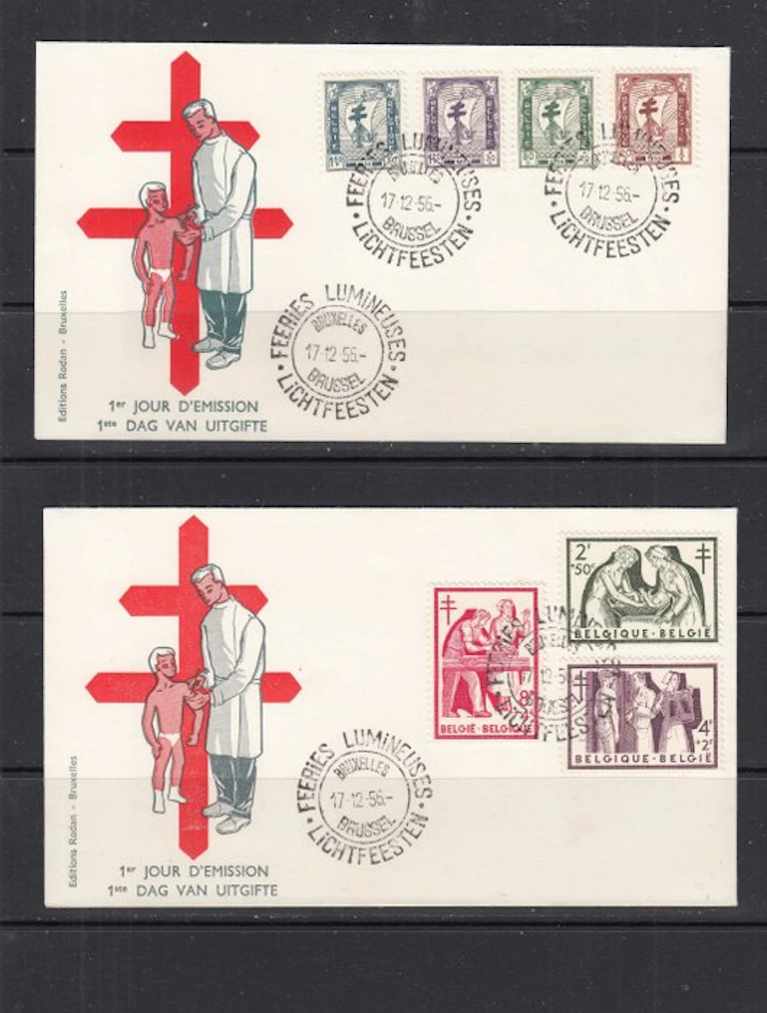 Belgium 1956/1957 - 998/1004 , BL 31 , 1032/1036 op FDC