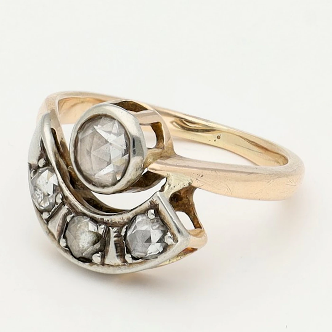 Ring - 14 kt. Rose gold, White gold - Diamond/Natural