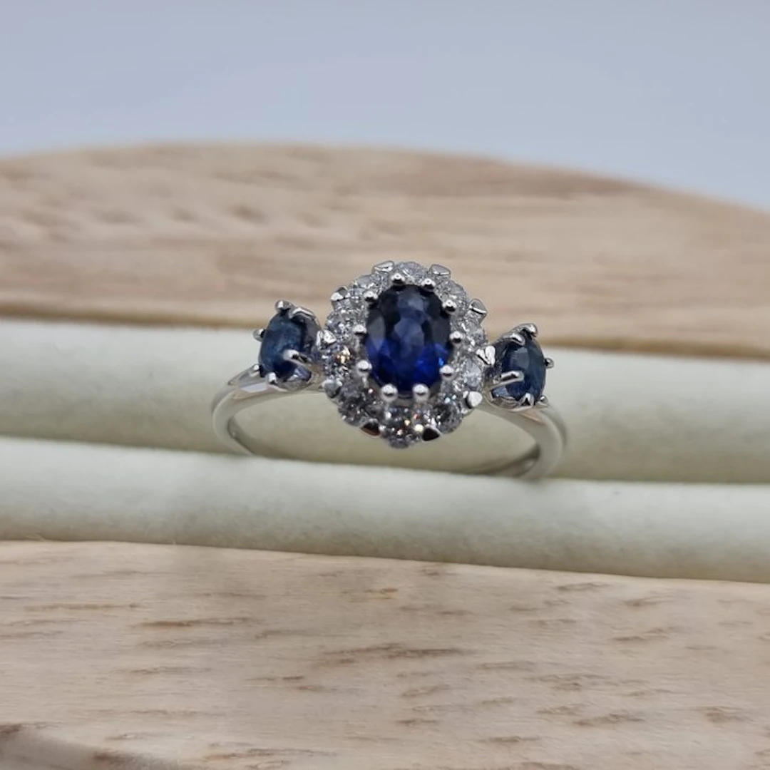 No reserve price - Ring Silver - 1.2ct. tw. Sapphire