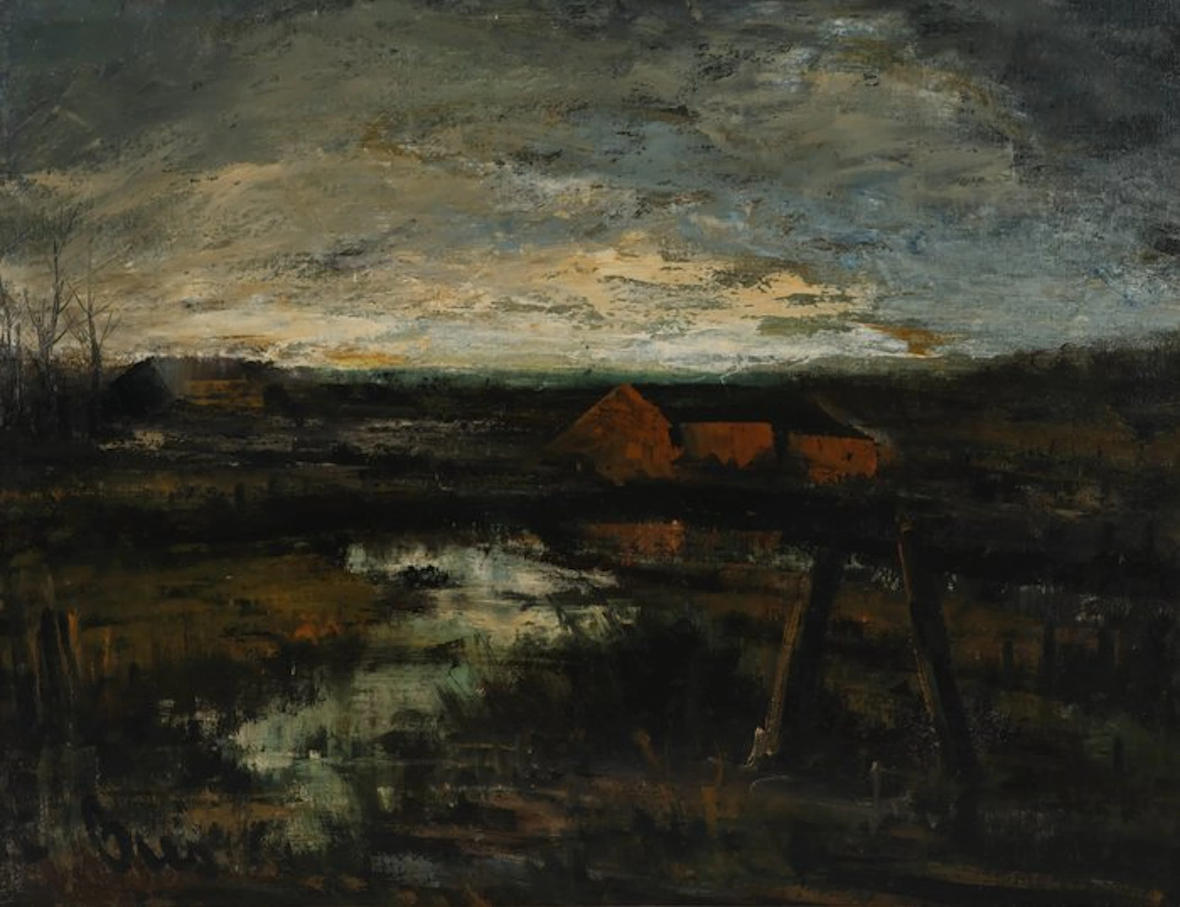 Henk Bies (1928-2006) - Donker Peellandschap