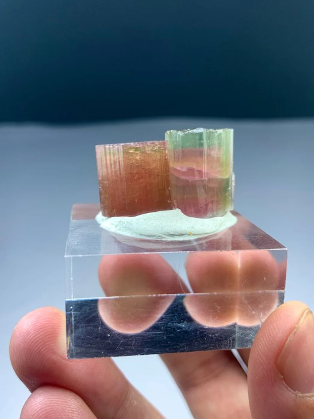 Bicolour tourmaline Crystals - Height: 20 mm - Width: 13 mm- 15 g - (1)