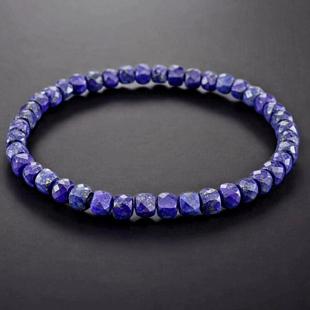 Lapis lazuli bracelet dusted with pyrite