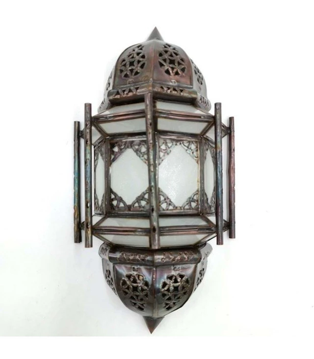 Lantern - smoked sheet metal, Crystal - Moroccan wall sconce