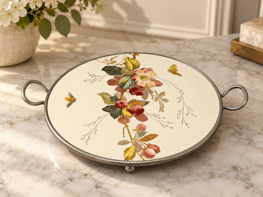 Elegant taartplateau met bloemen