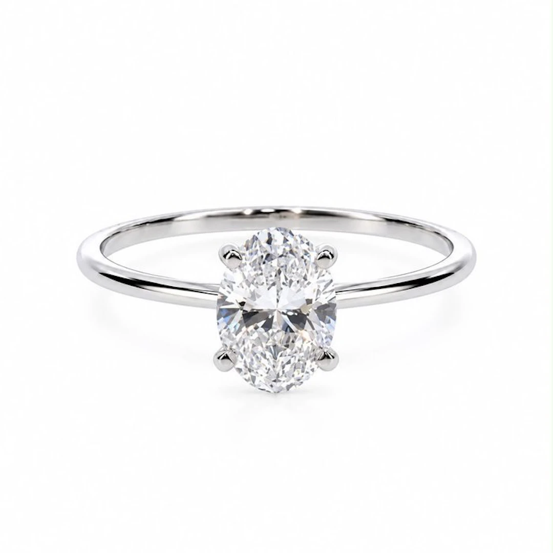 No reserve price - Ring - 14 kt. White gold - 1.00ct. tw. Diamond (Lab-grown)