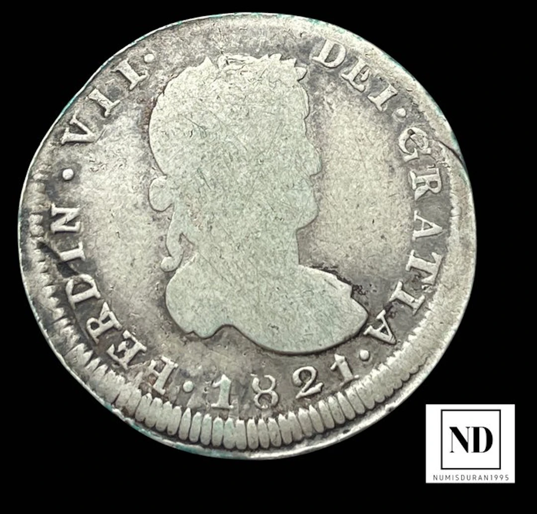 Spain. Fernando VII. 2 Reales 1821 - Zacatecas AG