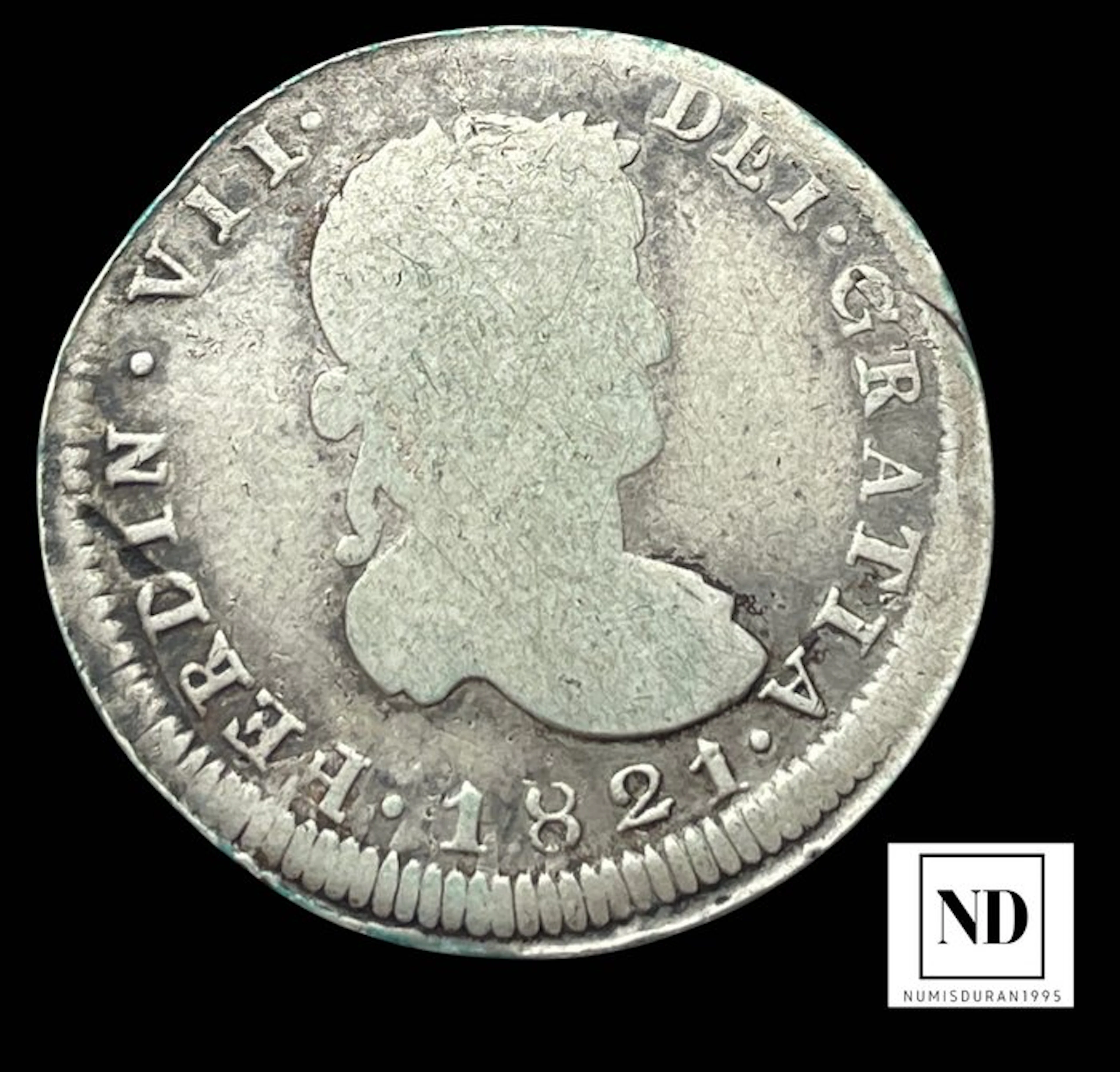 Spain. Fernando VII. 2 Reales 1821 - Zacatecas AG