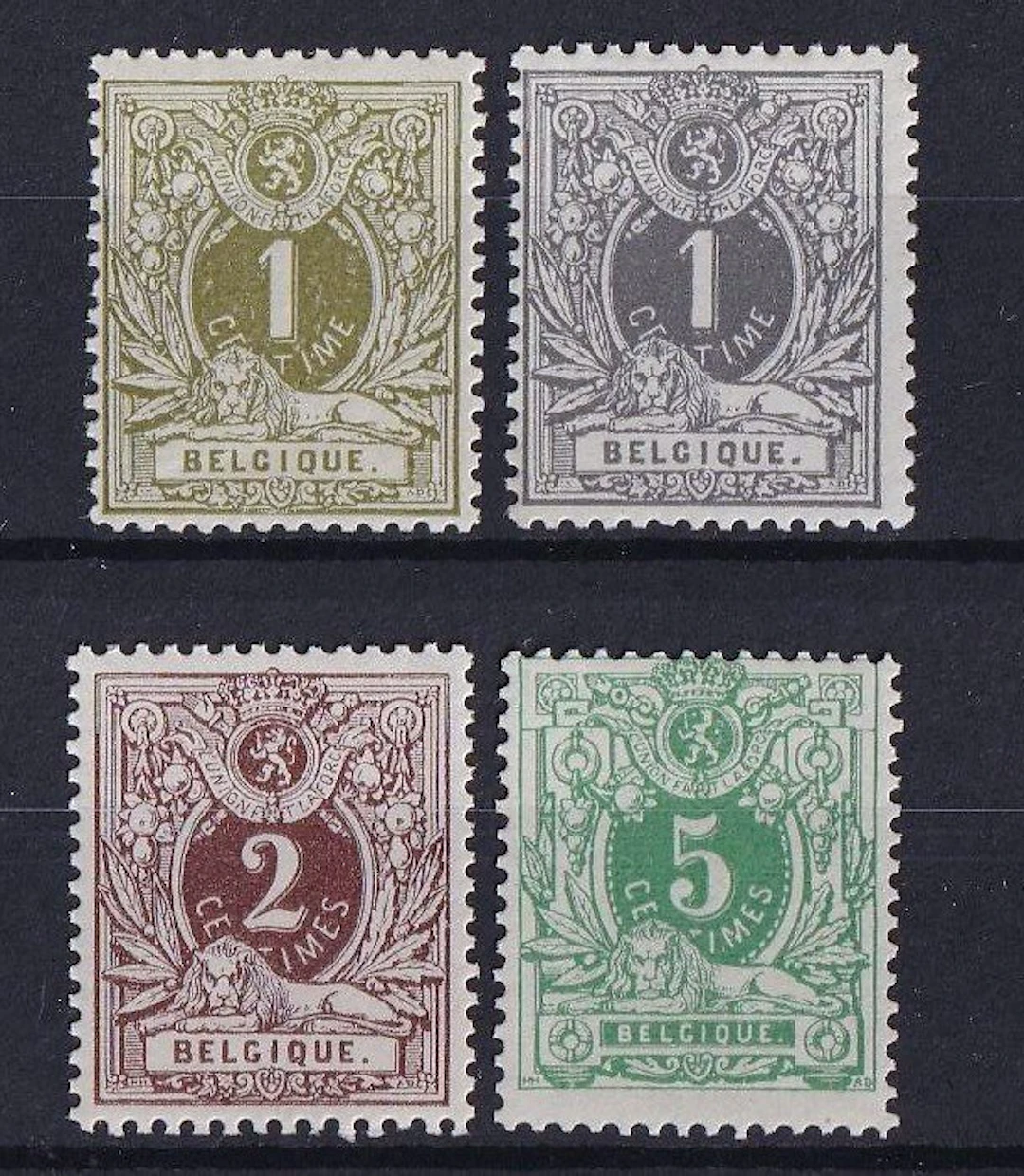 Belgium 1884/1888 - Series: Lying Lion with denominations 1c