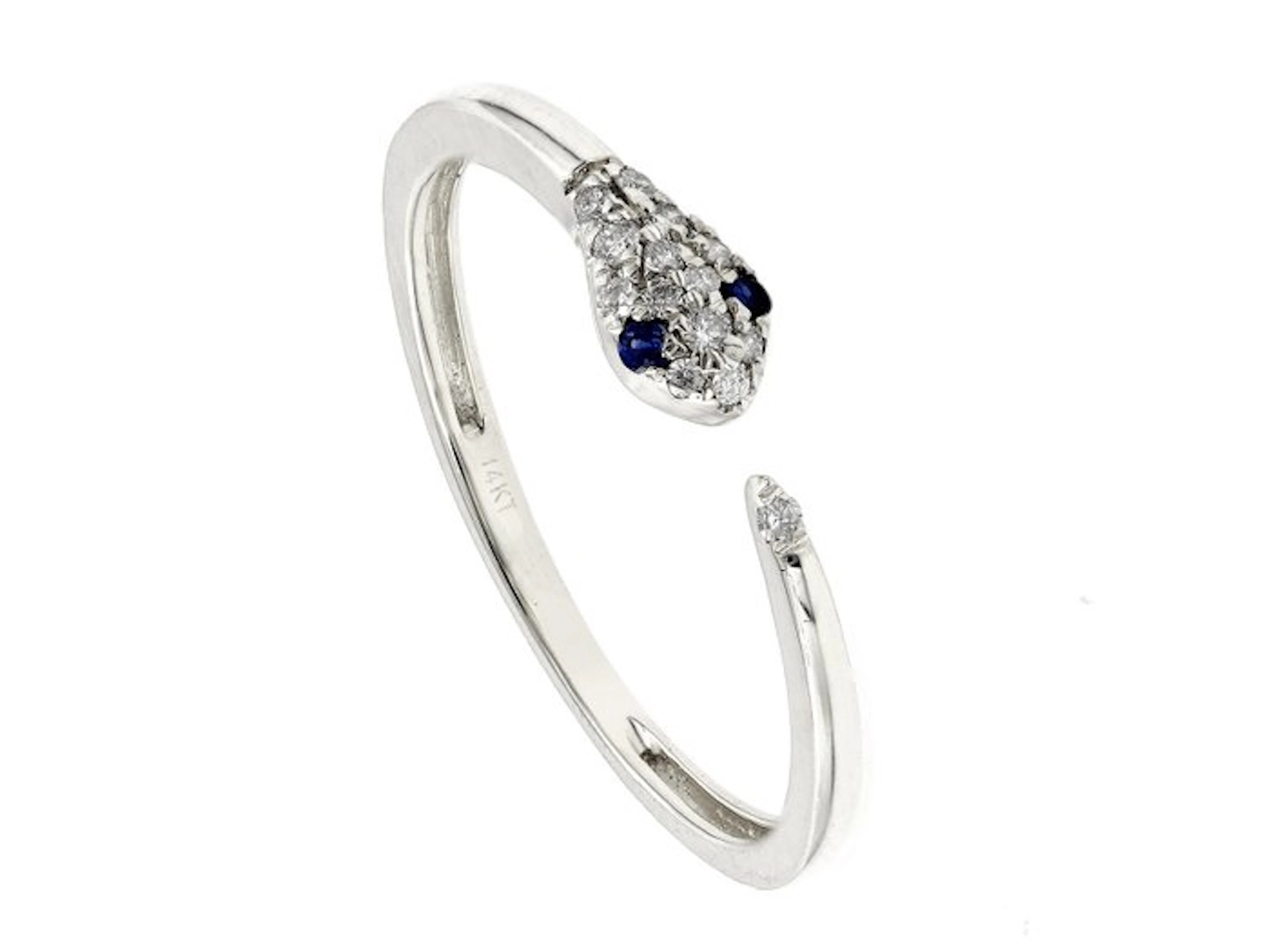 No reserve price - Ring - 14 kt. White gold - 0.11ct. tw. Sapphire - Diamond
