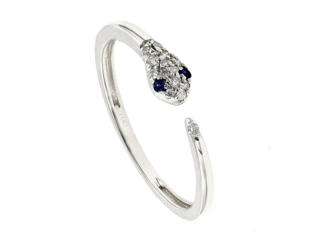 No reserve price - Ring - 14 kt. White gold - 0.11ct. tw. Sapphire - Diamond