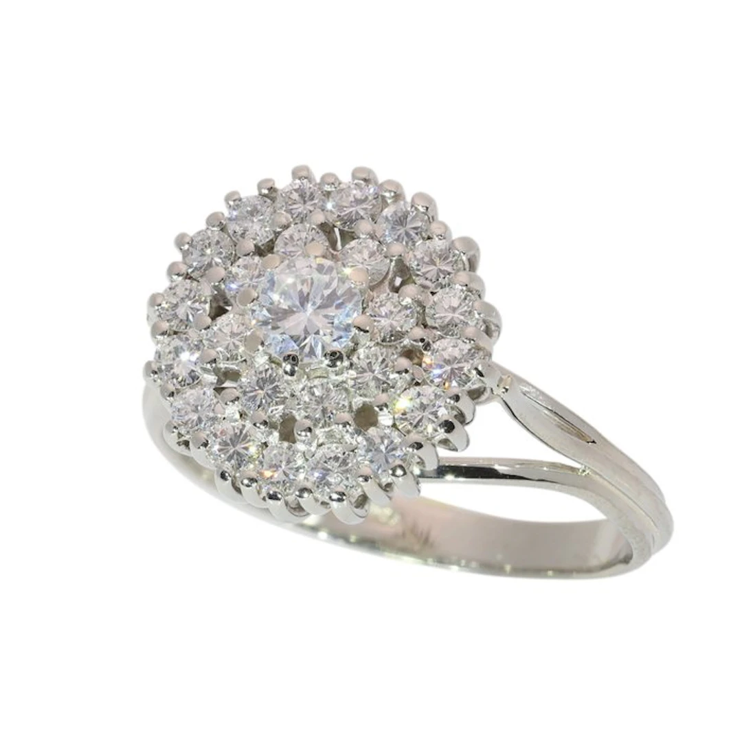 Ring - 18 kt. White gold - 1.00ct. tw. Diamond (Natural) - Vintage 1970