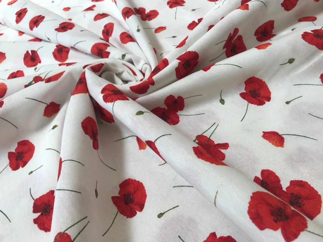 field of poppies - elegant fabric - Textile - 2.8 m - 2.6 m