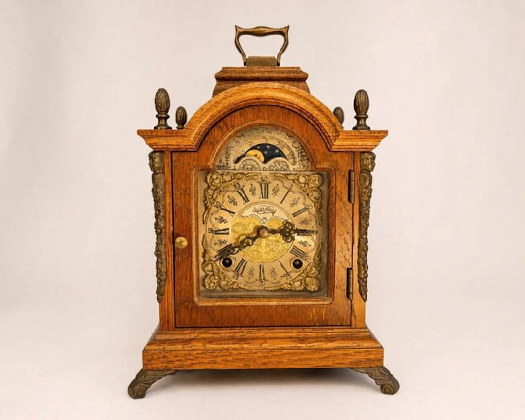 Table clock - Warmink / Wuba - Wood, Brass, Steel - 1960-1970