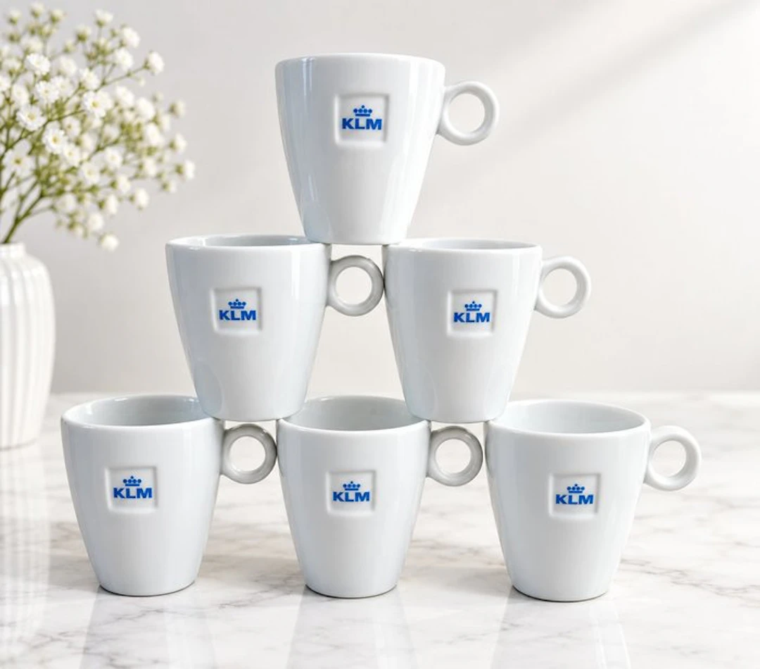 KLM Royal Dutch Airlines - Cup - Porcelain - Six coffee cups from 70s
