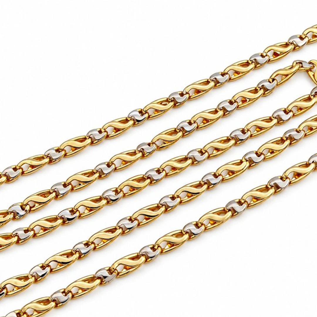 Necklace - 18 kt. Yellow gold, White gold - Made in Italy - Handmade