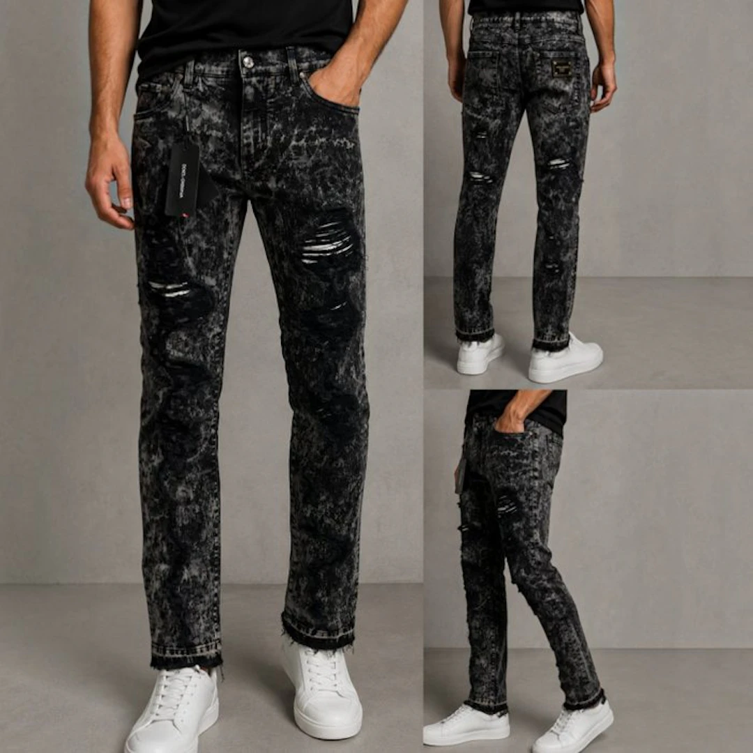Dolce & Gabbana Distressed Logo Plate - Jeans - New with tags