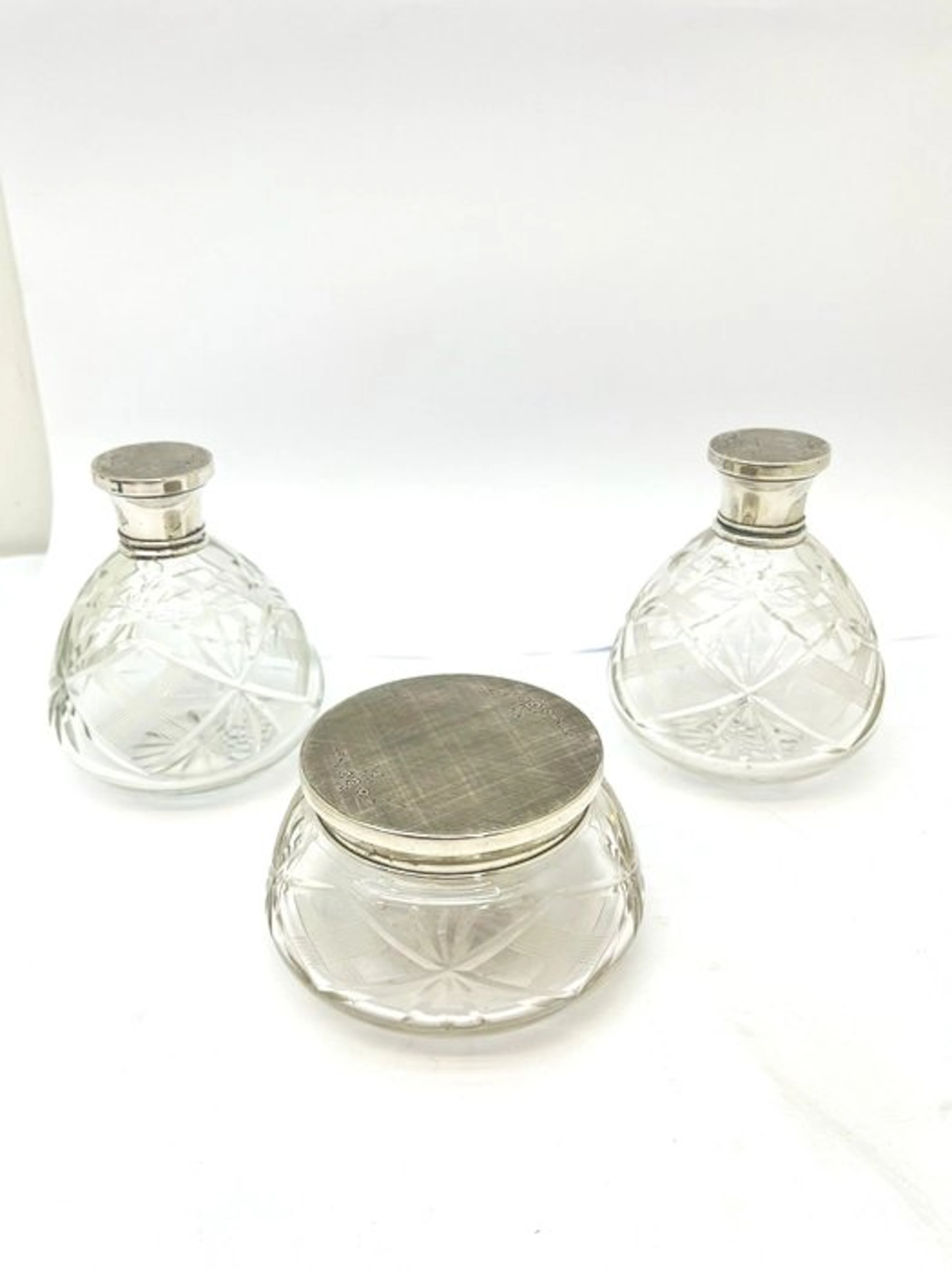 Dressing table set - Glass, 800 silver