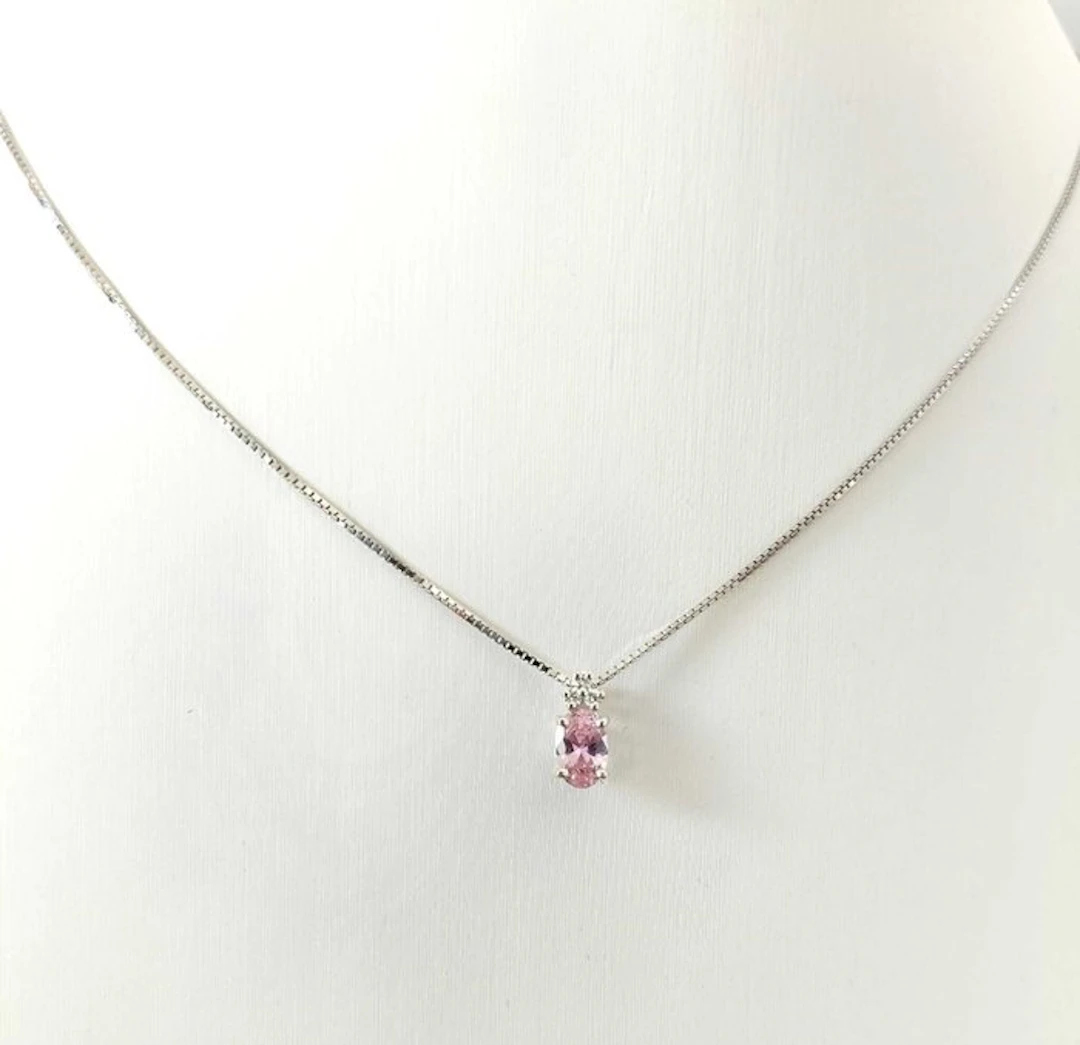 Necklace - 18 kt. White gold Diamond (Natural) - Sapphire