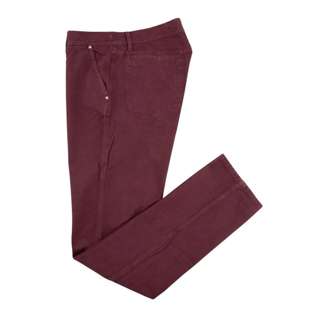 LUIGI BORRELLI NAPOLI - 52 IT - Burgundy Jeans Cotton...