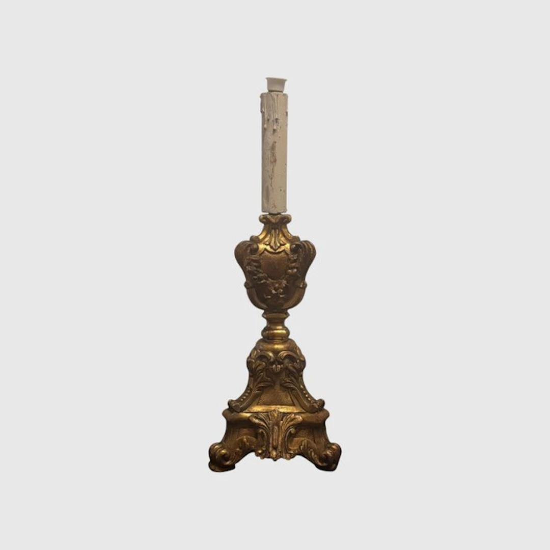 Desk lamp - Gilt wood - Wooden lamp