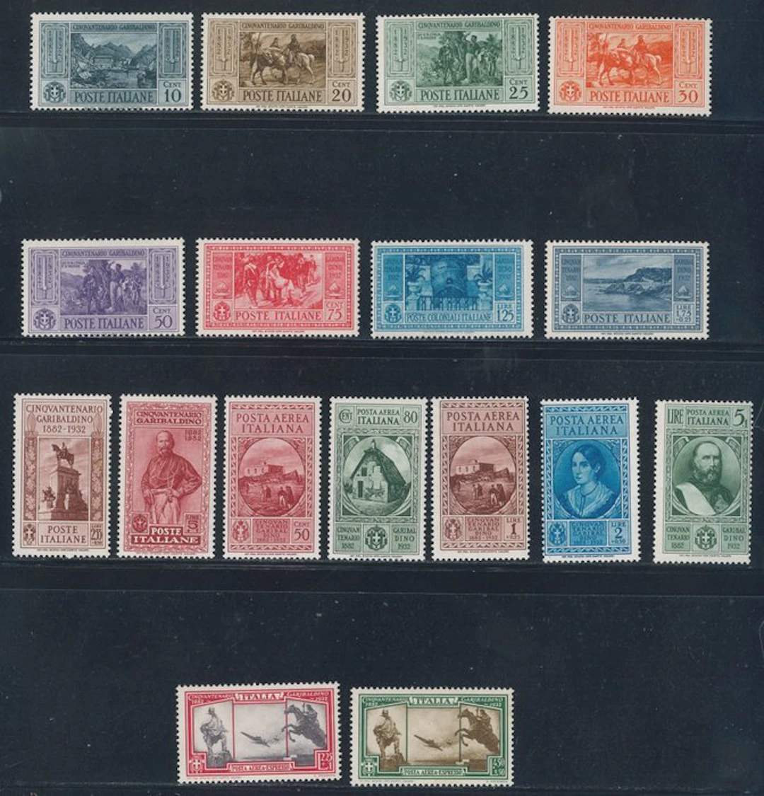 Italy Kingdom - Garibaldi, complete series nos. 315/324 + Airmail