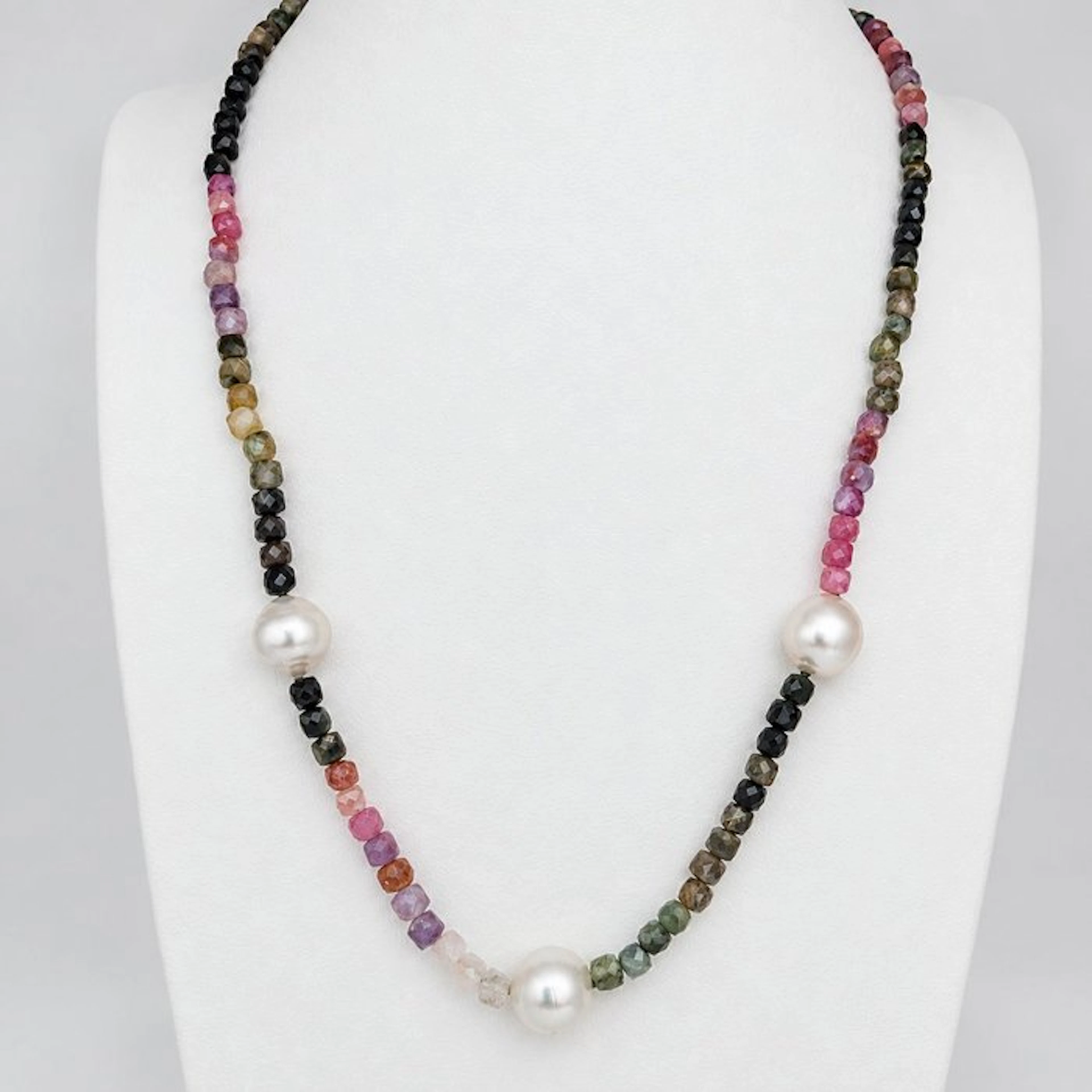 No reserve price - Necklace - 18 kt. Yellow gold Pearl - Tourmaline - South Sea