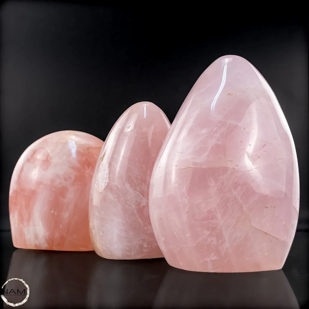 Rose Quartz Set – three hand-polished free-form shapes...