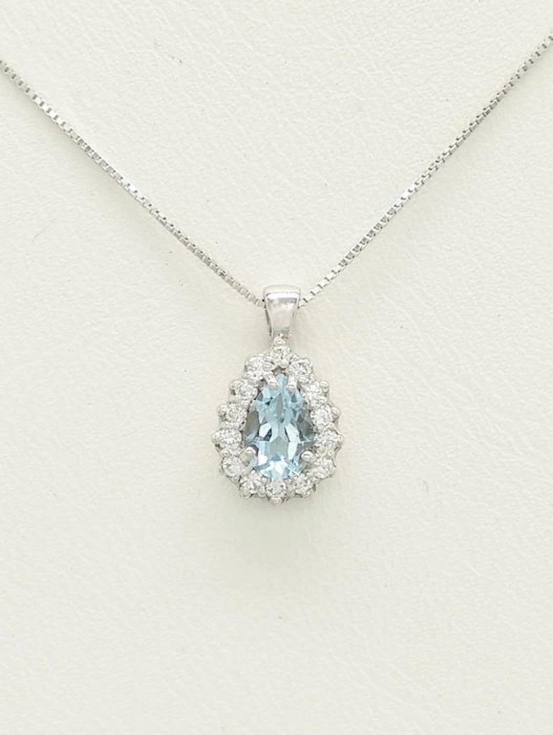 No reserve price - Necklace - 14 kt. White gold Aquamarine - Diamond