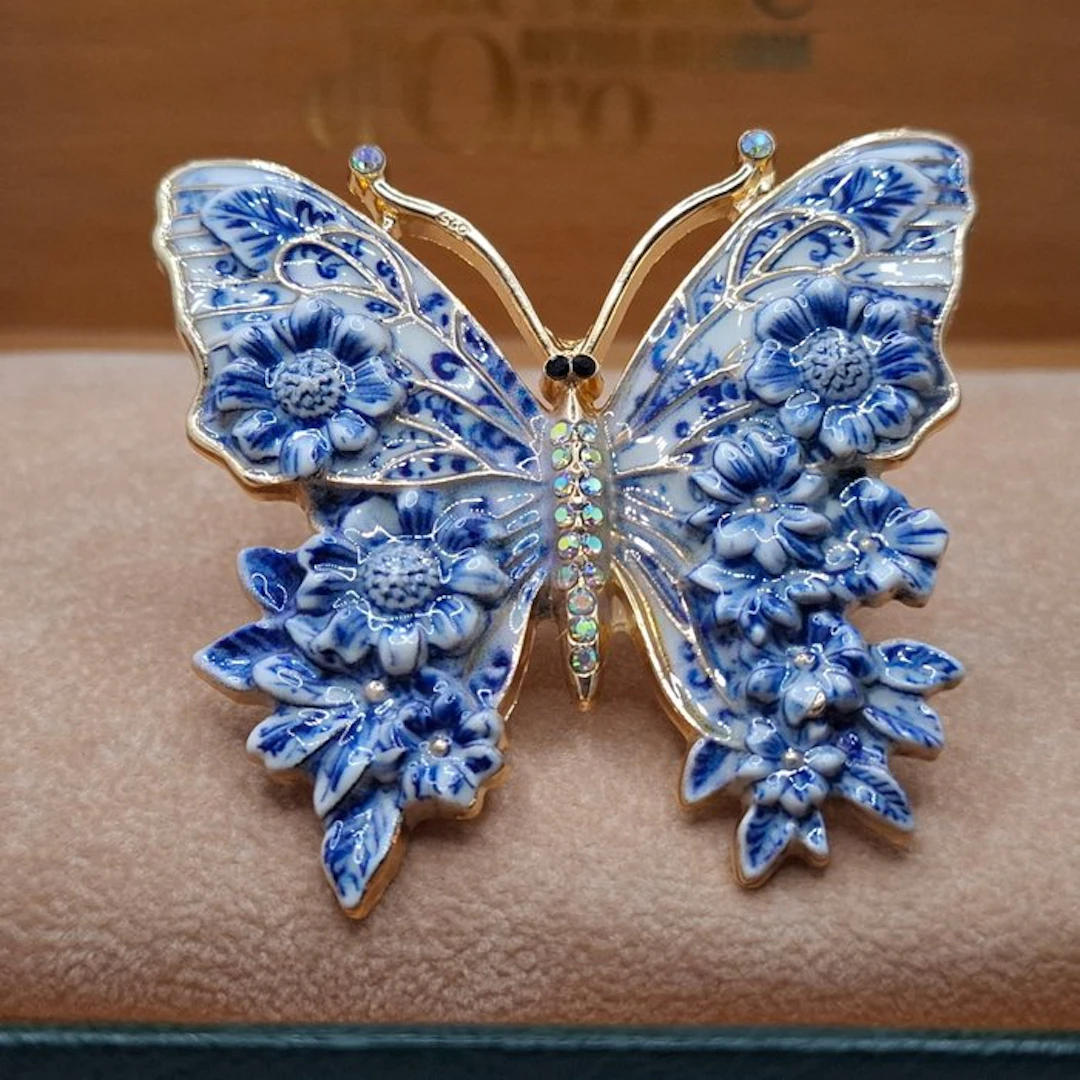 No reserve price - Brooch Silver, Faenza ceramics. - Freedom and lightness.