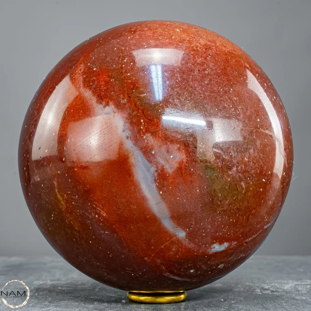 Ocean Jasper sphere – an extraordinary one-of-a-kind piece in fiery red