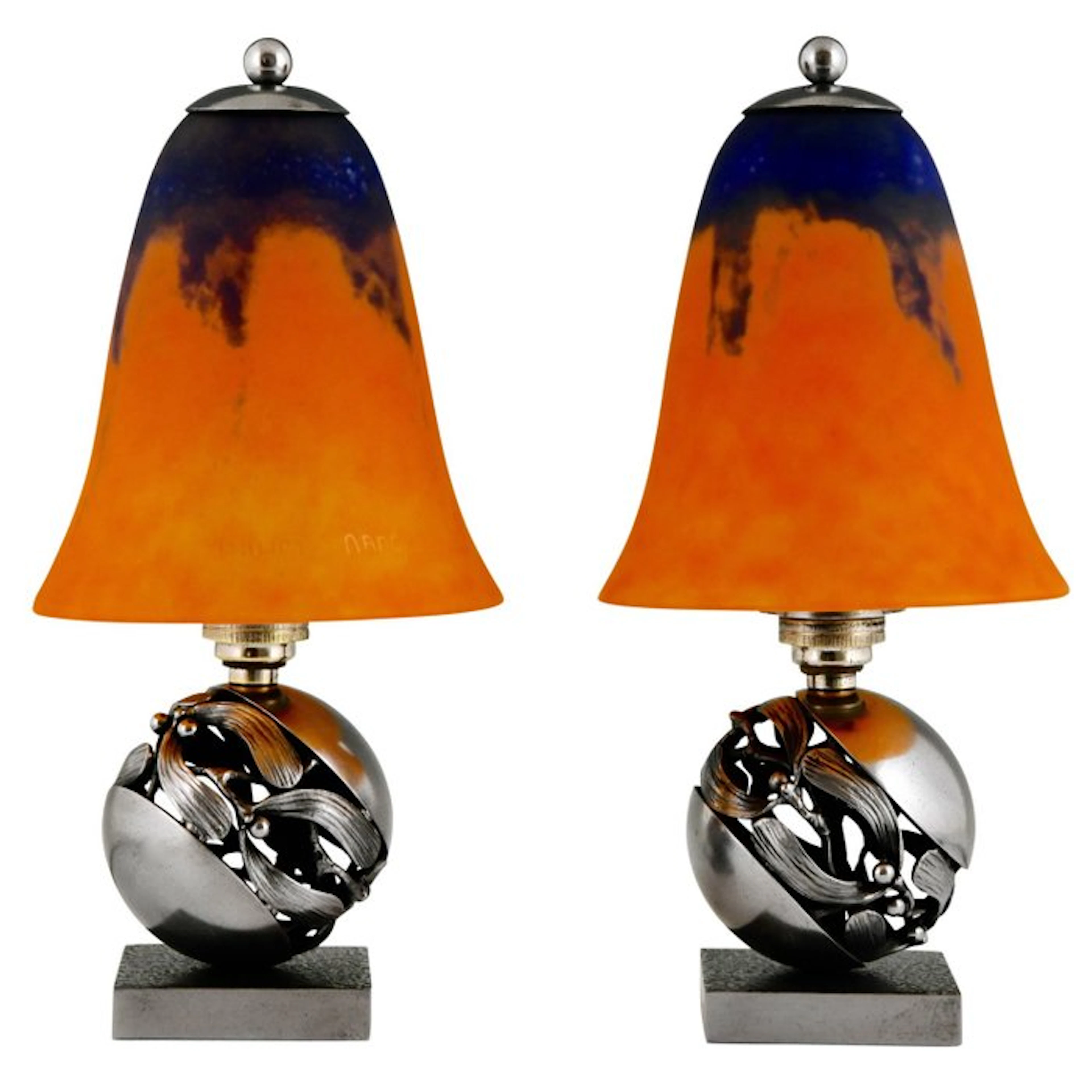 Daum Frères - Edgar Brandt - Lamp - Art Deco lamps 1925 - glass paste
