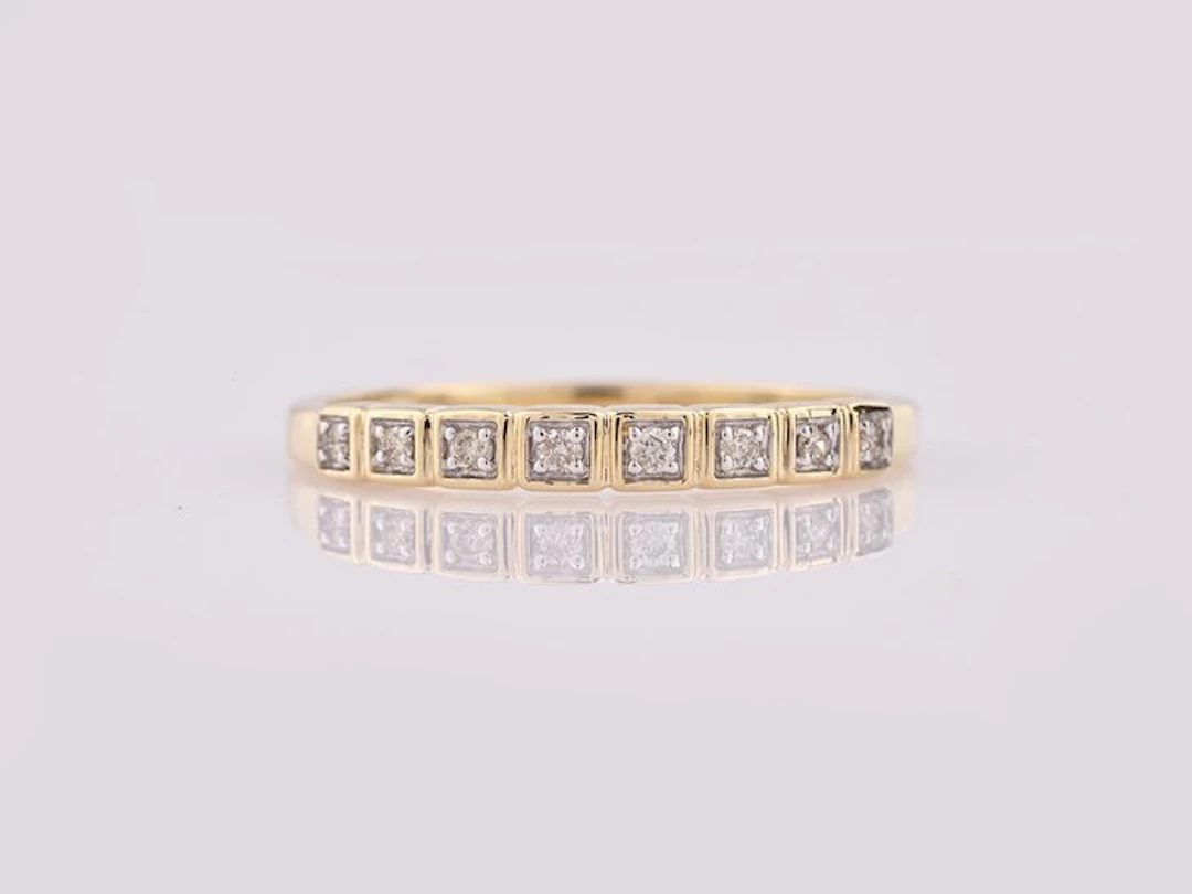 No reserve price - Ring - 14 kt. Yellow gold - 0.09ct. tw. Diamond (Natural)