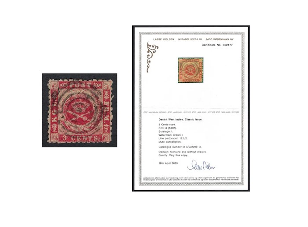 Danish West Indies 1855/72 - Coat of Arms 3c Carmine...