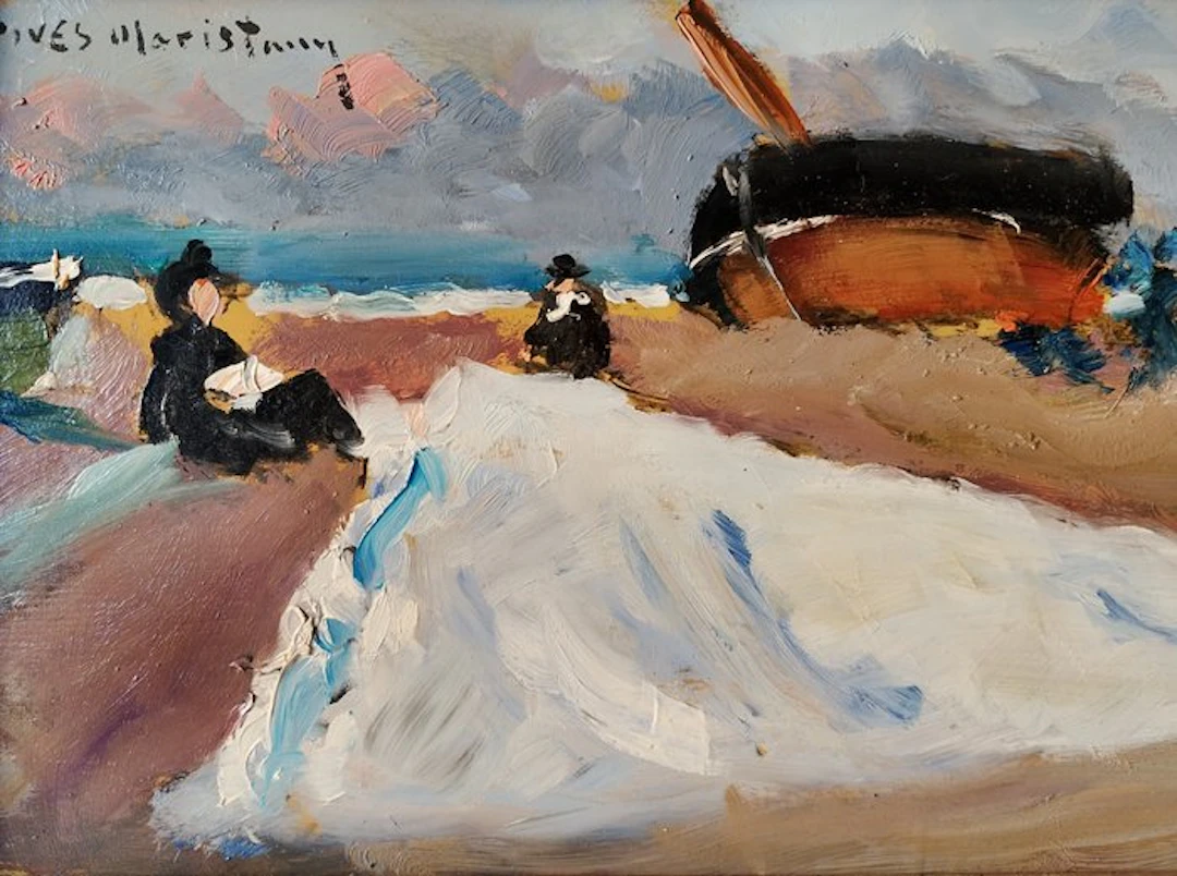 Joan Vives Maristany (1901) - Preparando redes en la playa