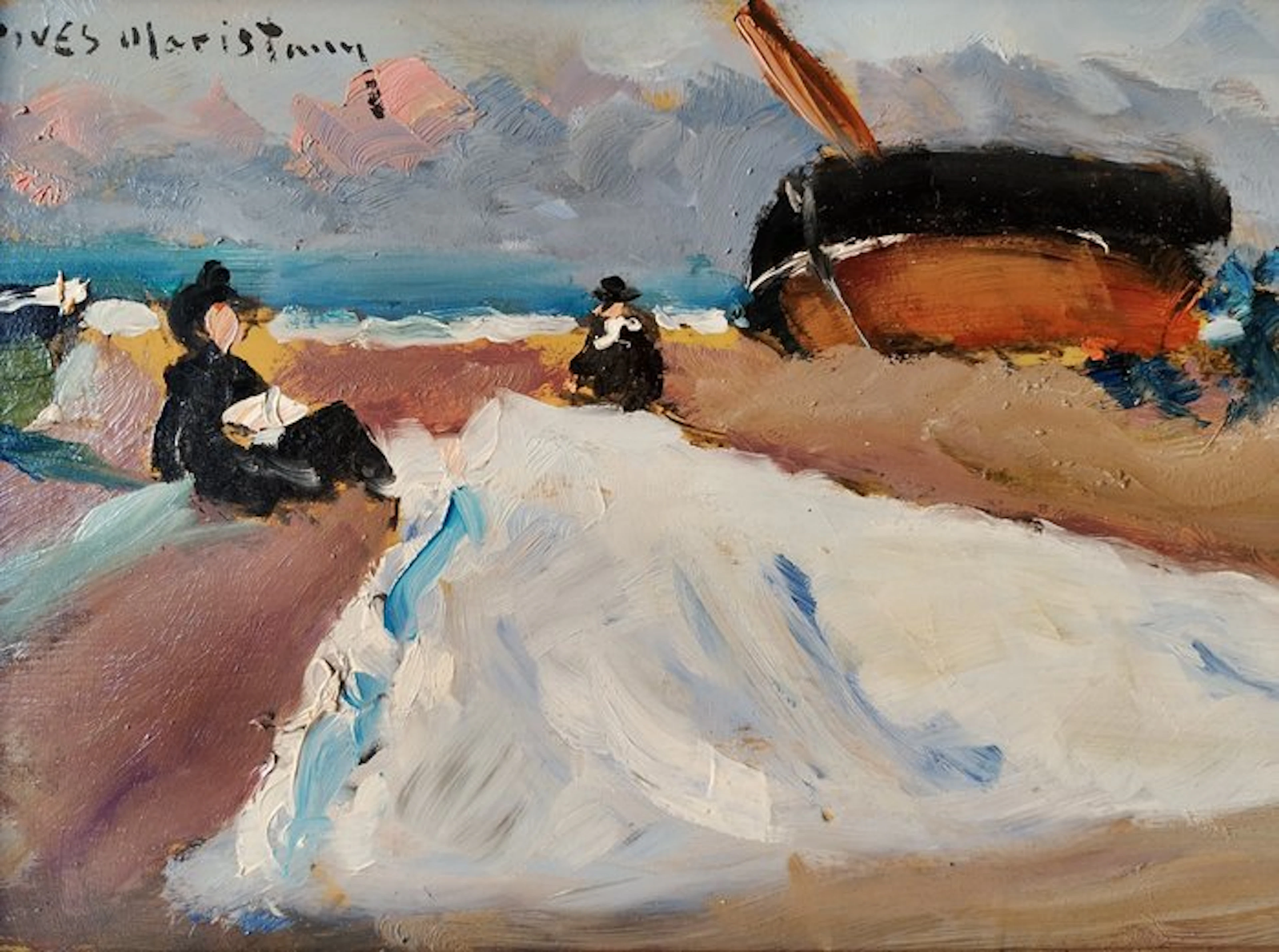 Joan Vives Maristany (1901) - Preparando redes en la playa
