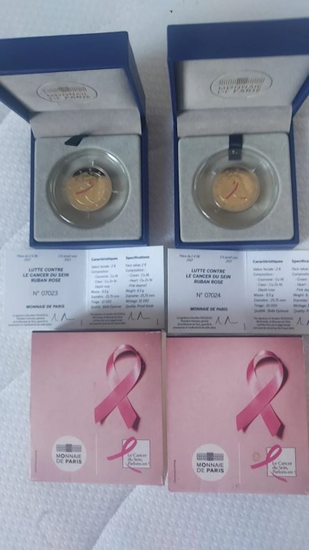 France. 2 Euro 2017 "Ruban Rose" (2 coins) Proof (No reserve price)