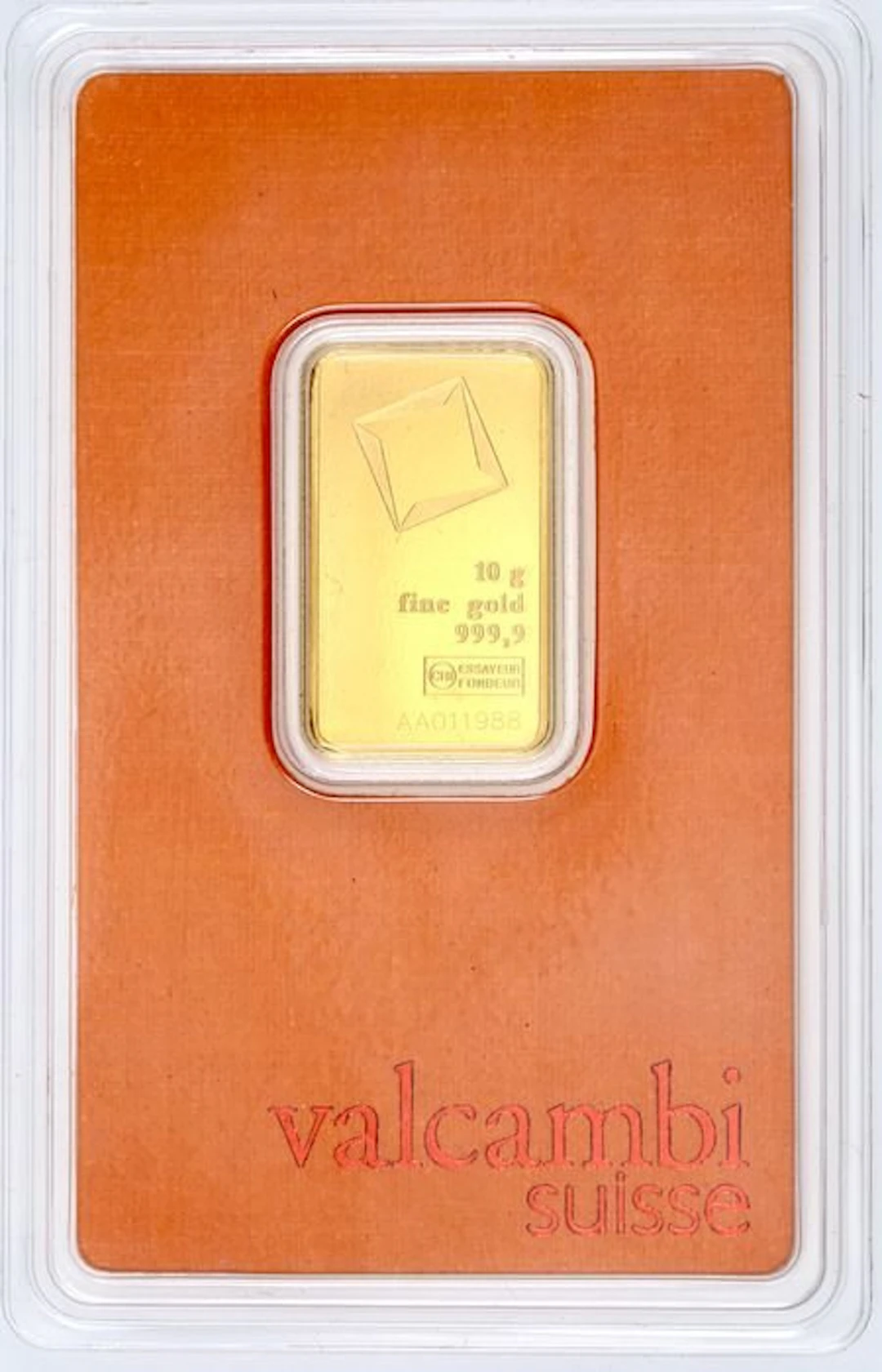 10 grams - Gold .999 - Valcambi, Switzerland - Sealed & with certificate