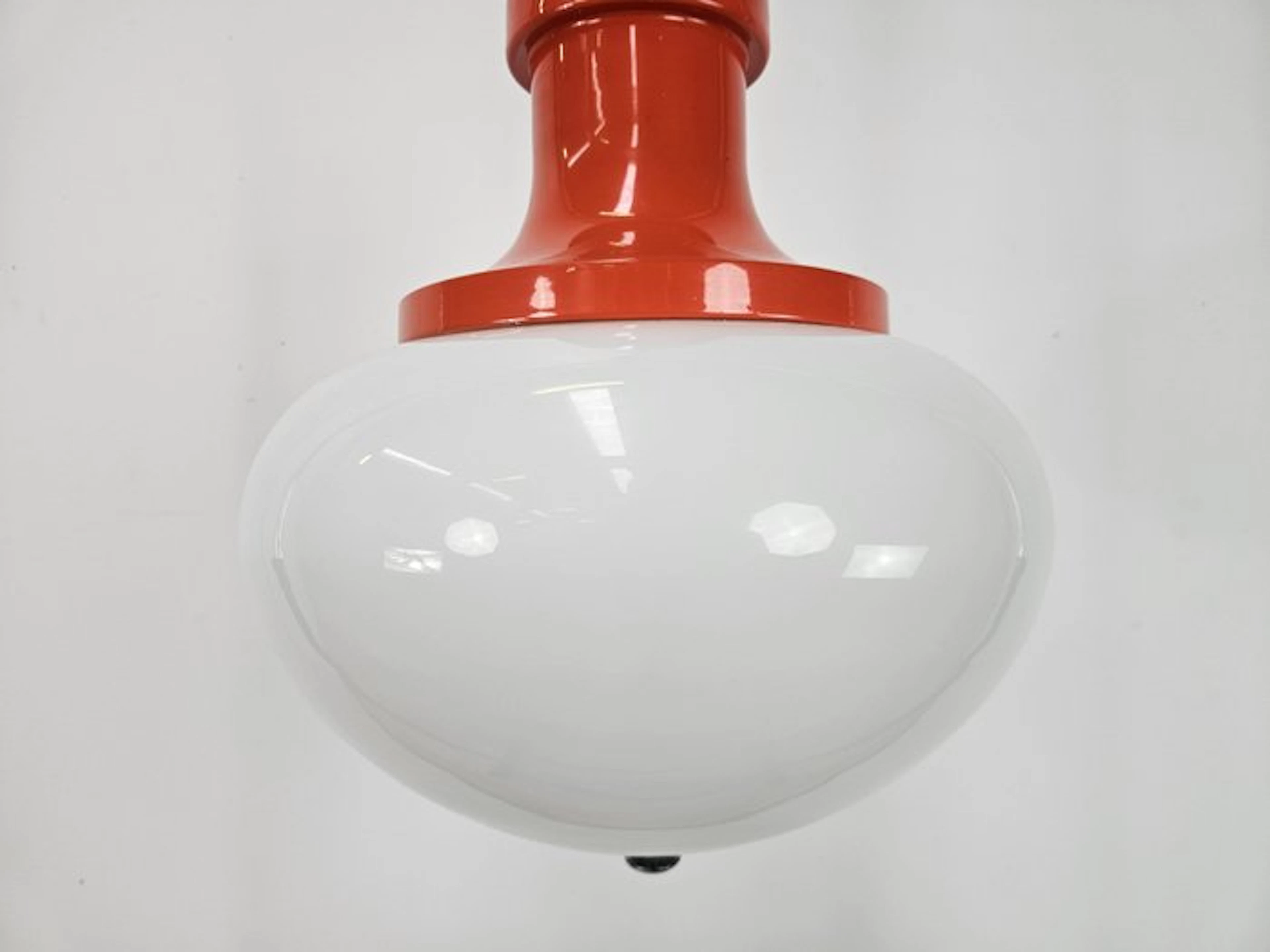 Chandelier - Orange metal Space Age chandelier from the 1970s. - Glass, Metal
