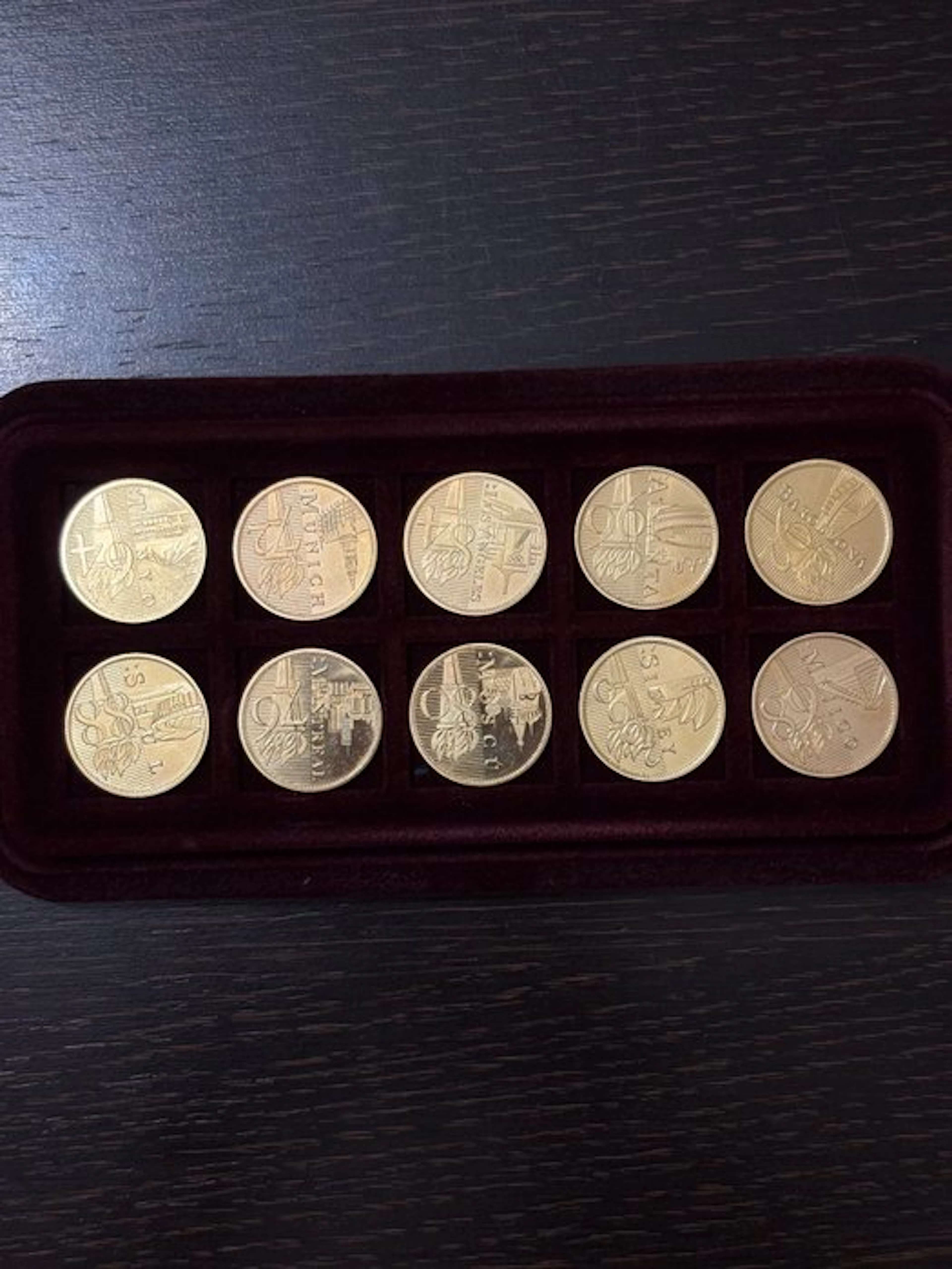 Olympic Games coins 22K gold - complete collection + display case