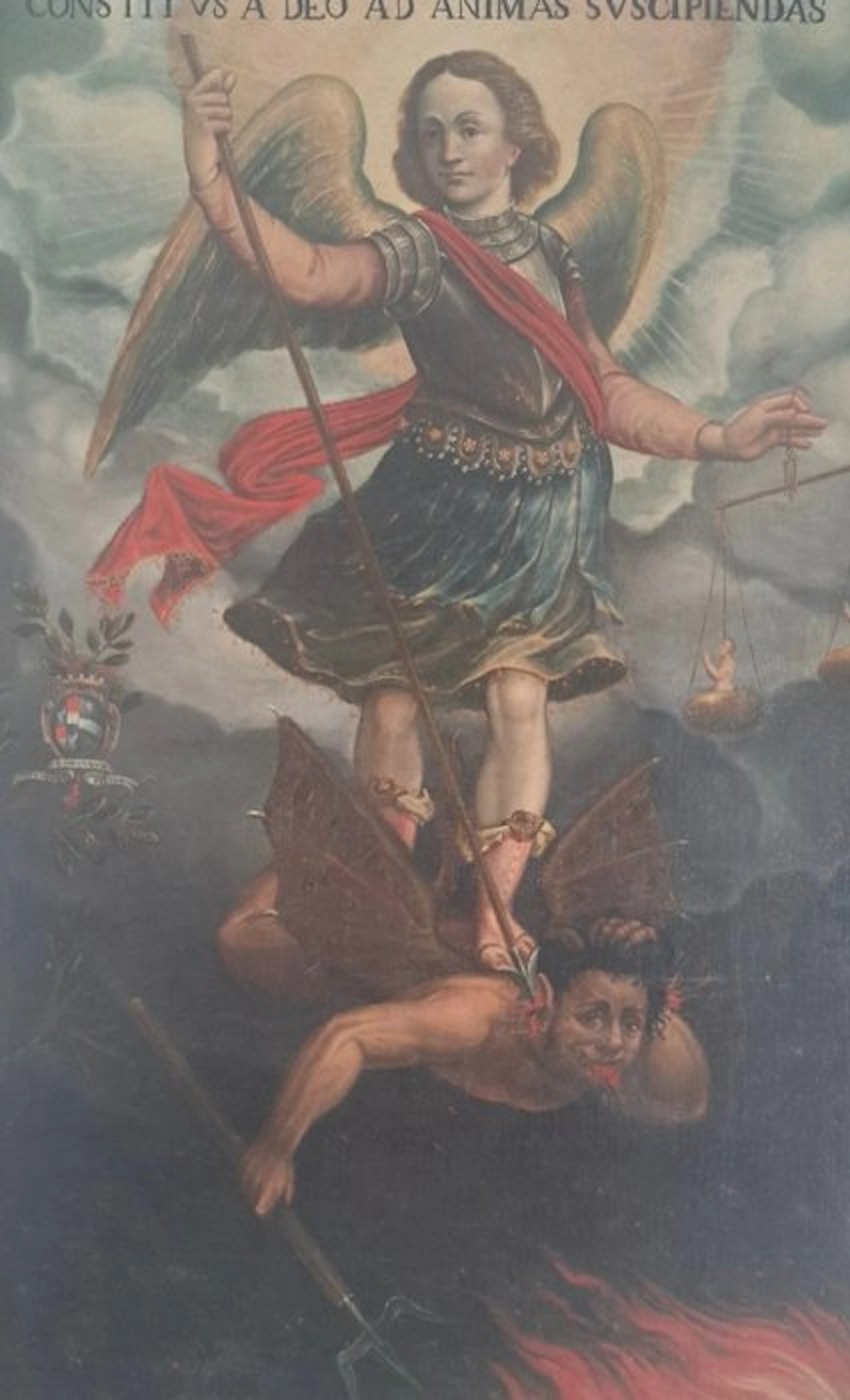 Italian school (XVII) - San Michele Arcangelo sconfigge Satana - cm 147x95