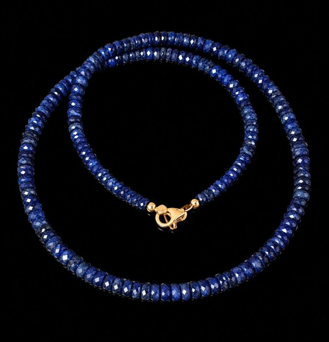 Handcrafted Premium Natural Blue Sapphire Bead Necklace...