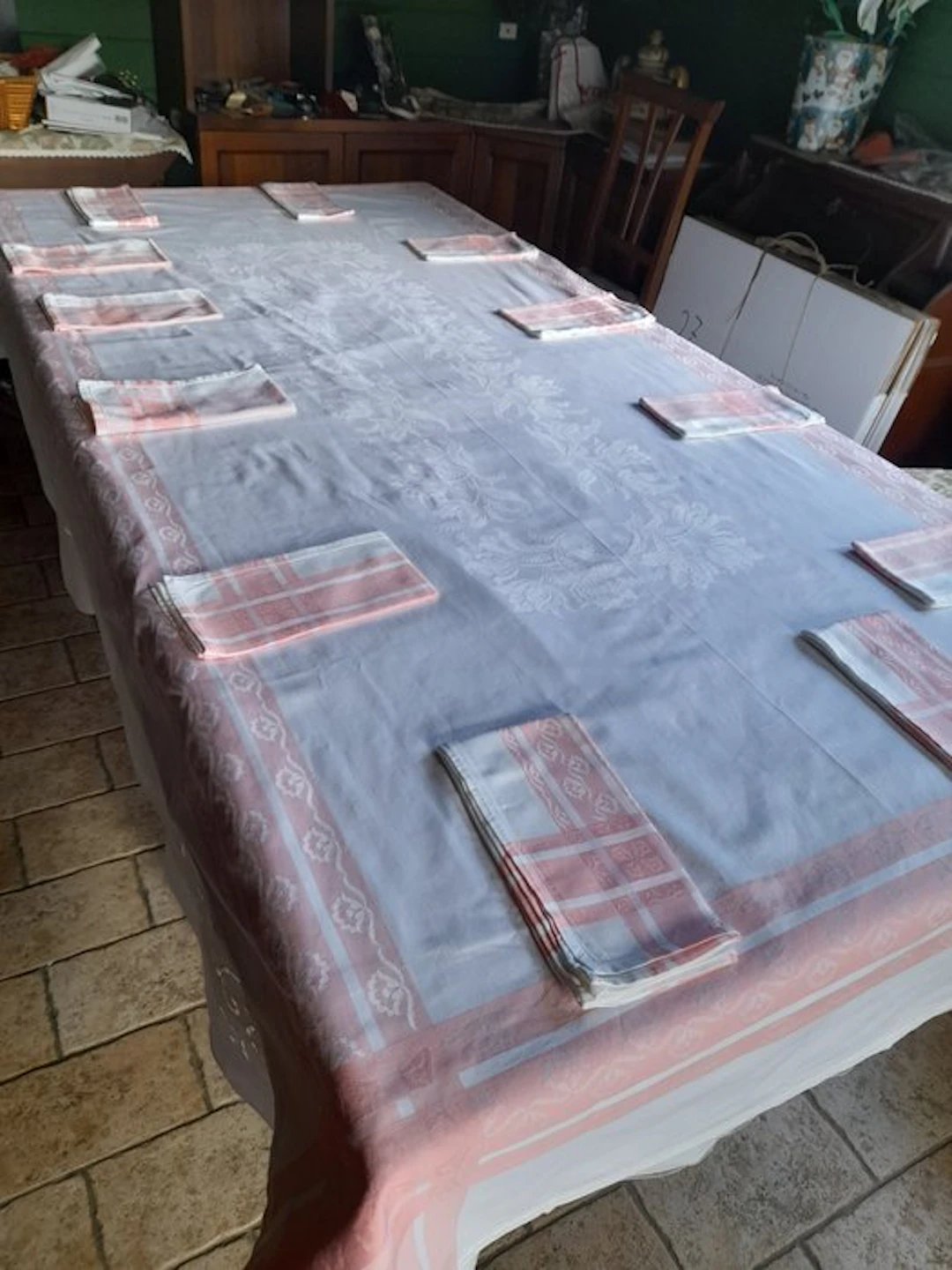 Tablecloth (13) - 240 cm - 135 cm - Fiandra of pure white cotton