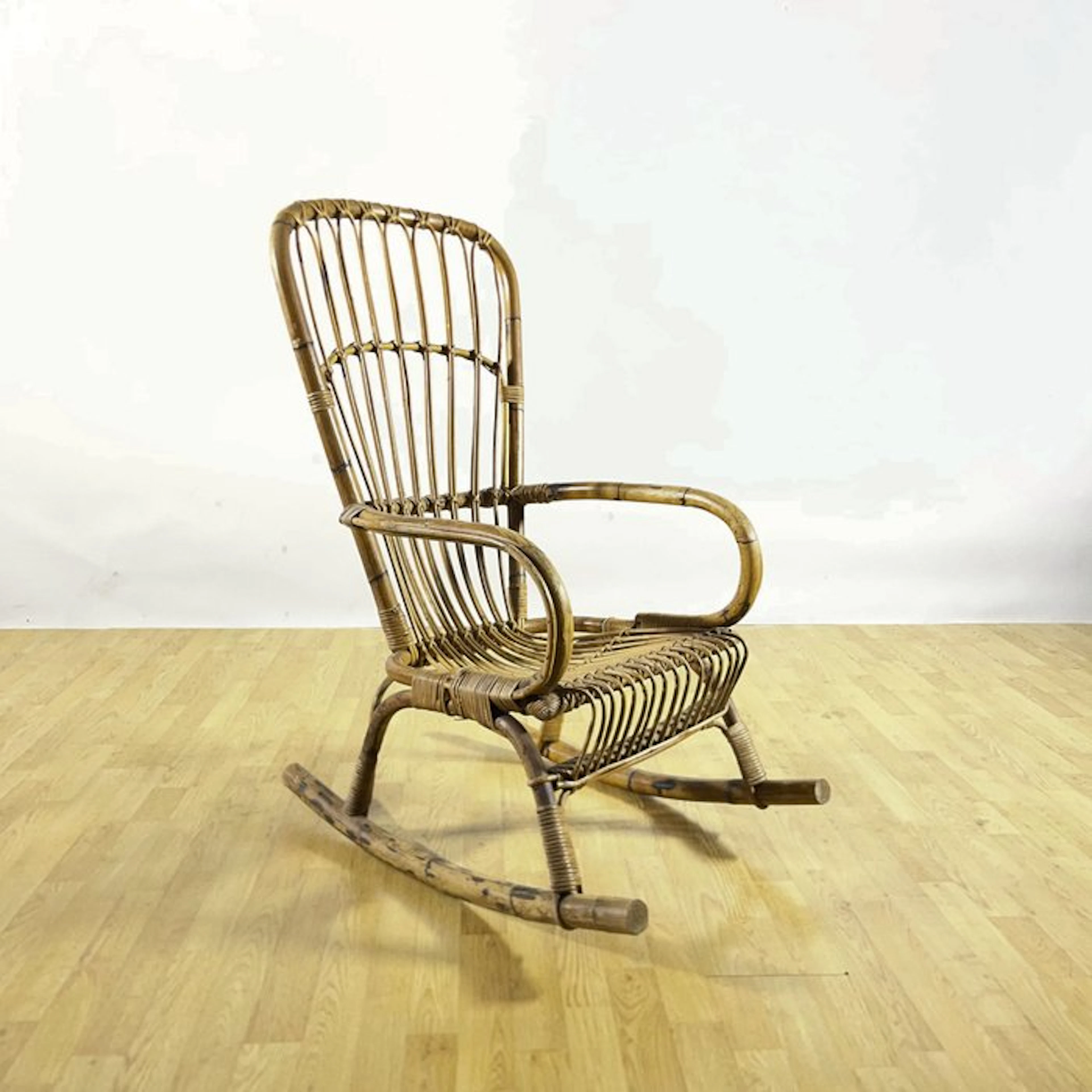Armchair - Bamboo, Rattan - High Back Rocking Chair