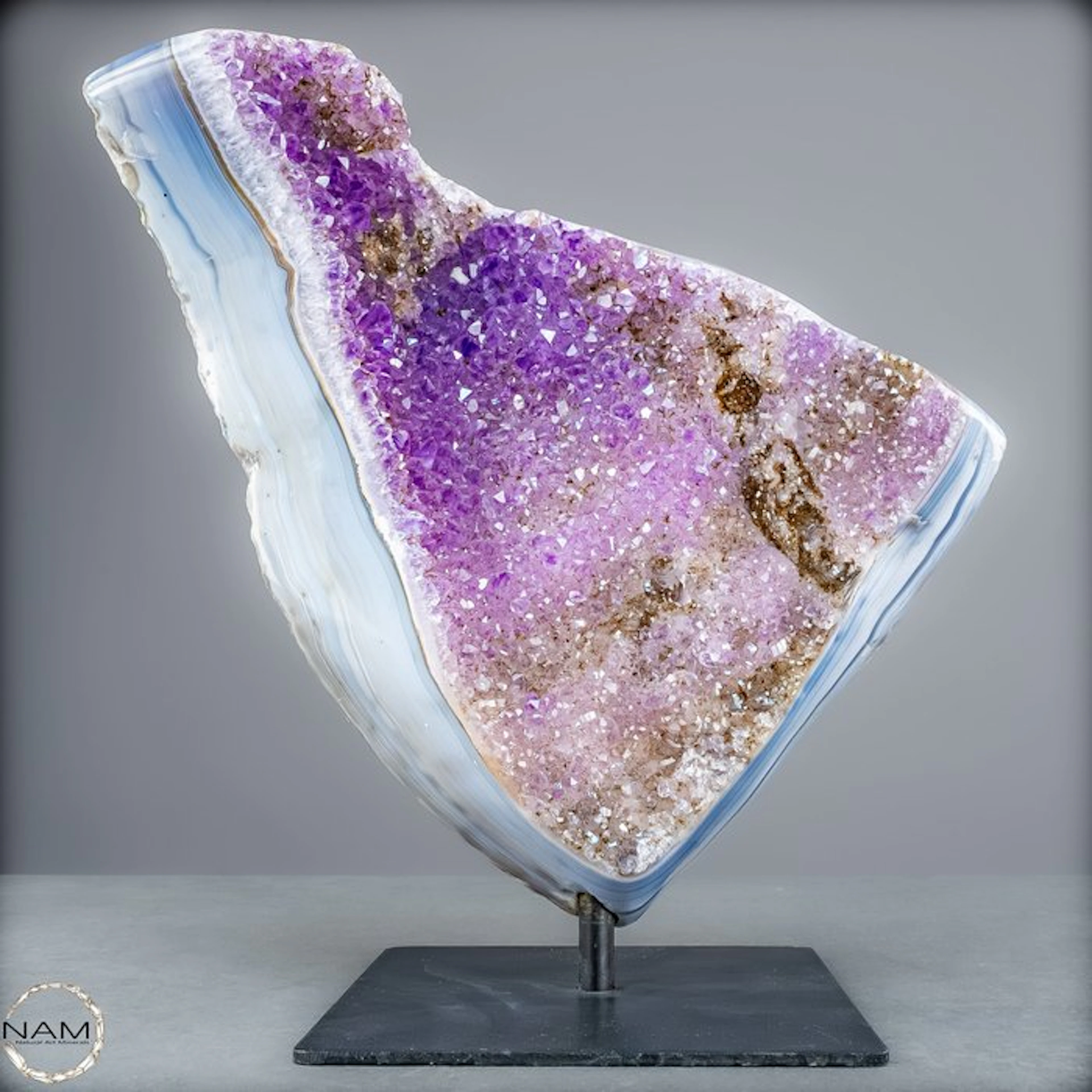 Amethyst druse with agate and chalcedony Elegance and nature united- 3530.19 g