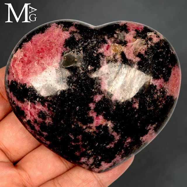 Rhodonite Carving Heart Madagascar Rhodonite Heart...