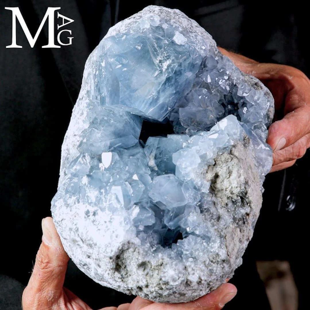 Large Natural Blue Celestite Geode from Madagascar...